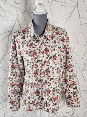 Bluenotes Rose Floral Print 100% Cotton Pearl Snap Western Shirt